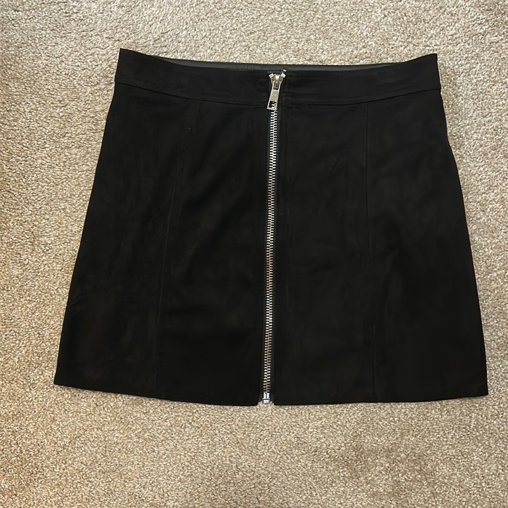 Suede Zippered Skirt